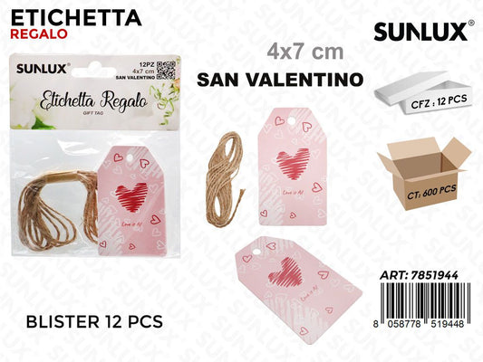 Sunlux Etichetta Regalo Love Is All 12PCS 4*7CM