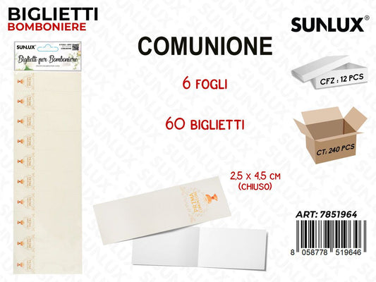 Sunlux Biglietti Bomb. Comunione 6FF 60PCS