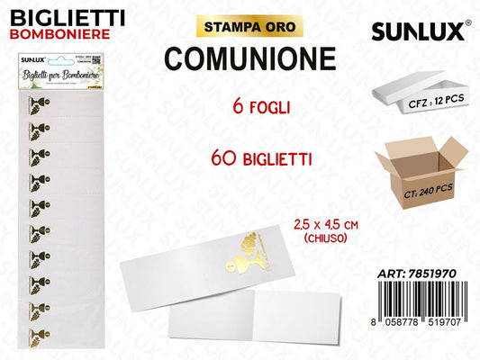 Sunlux Biglietti Bomb. Comunione 6FF 60PCS