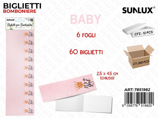 Sunlux Biglietti Bomb. Its Girl 6FF 60PCS