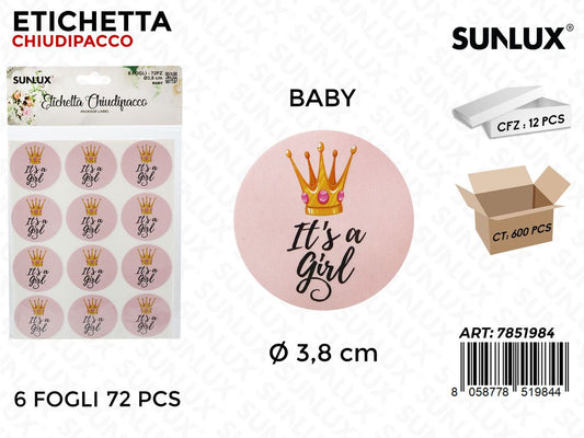Sunlux Etichetta Chiudipacco Its Girl 6FF 72PCS
