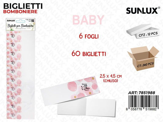 Sunlux Biglietti Bomb. Its Girl 6FF 60PCS