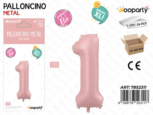 Wooparty Palloncino N.1 Ro. Opaco 100CM