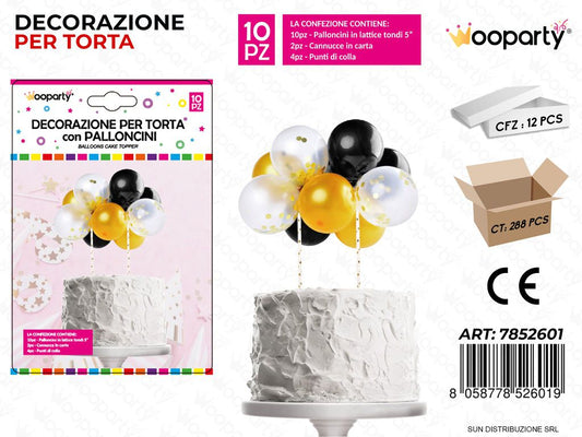 DEC. PER TORTA C/ PALLONCINI 10PCS COL. ASS. /PZ DA 12**