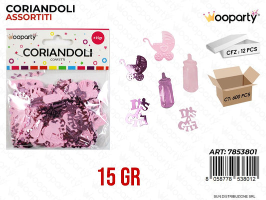 CORIANDOLI ITS A GIRL METAL ROSA 15GR /PZ DA 12**