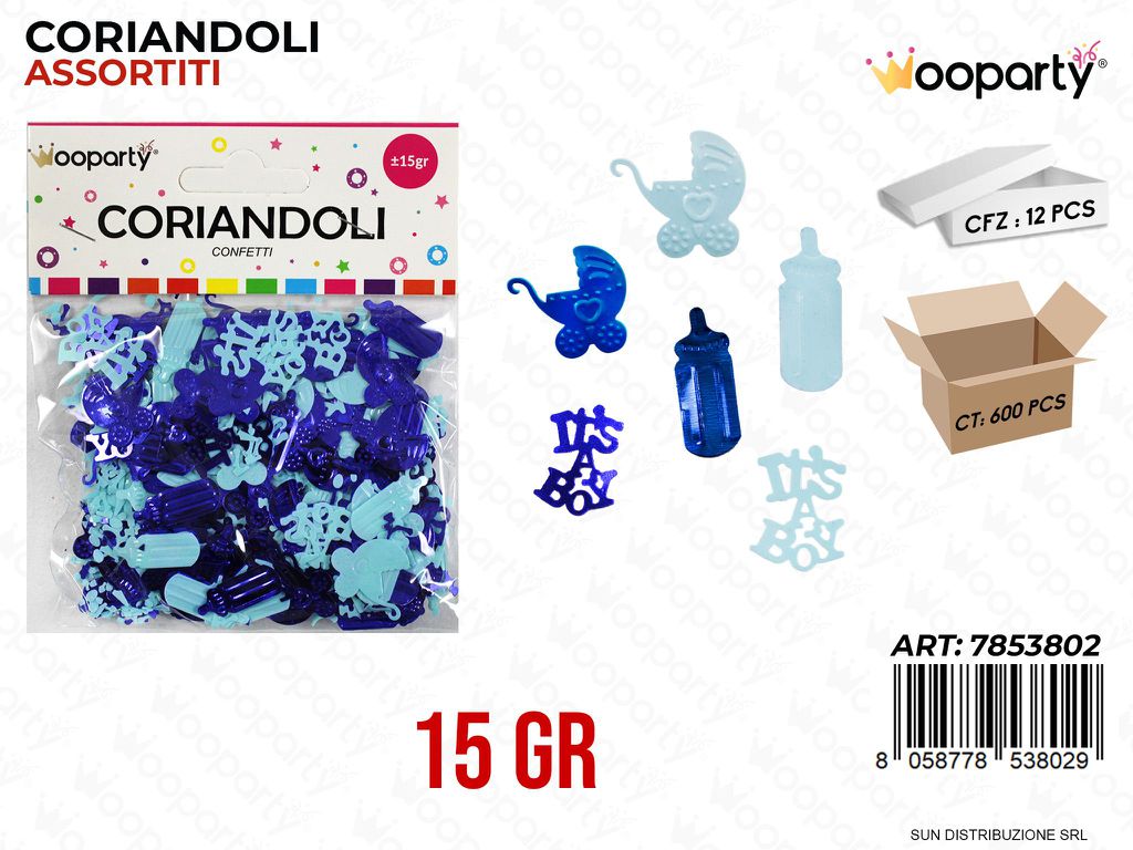 CORIANDOLI ITS A BOY METAL CEL. 15GR /PZ DA 12**