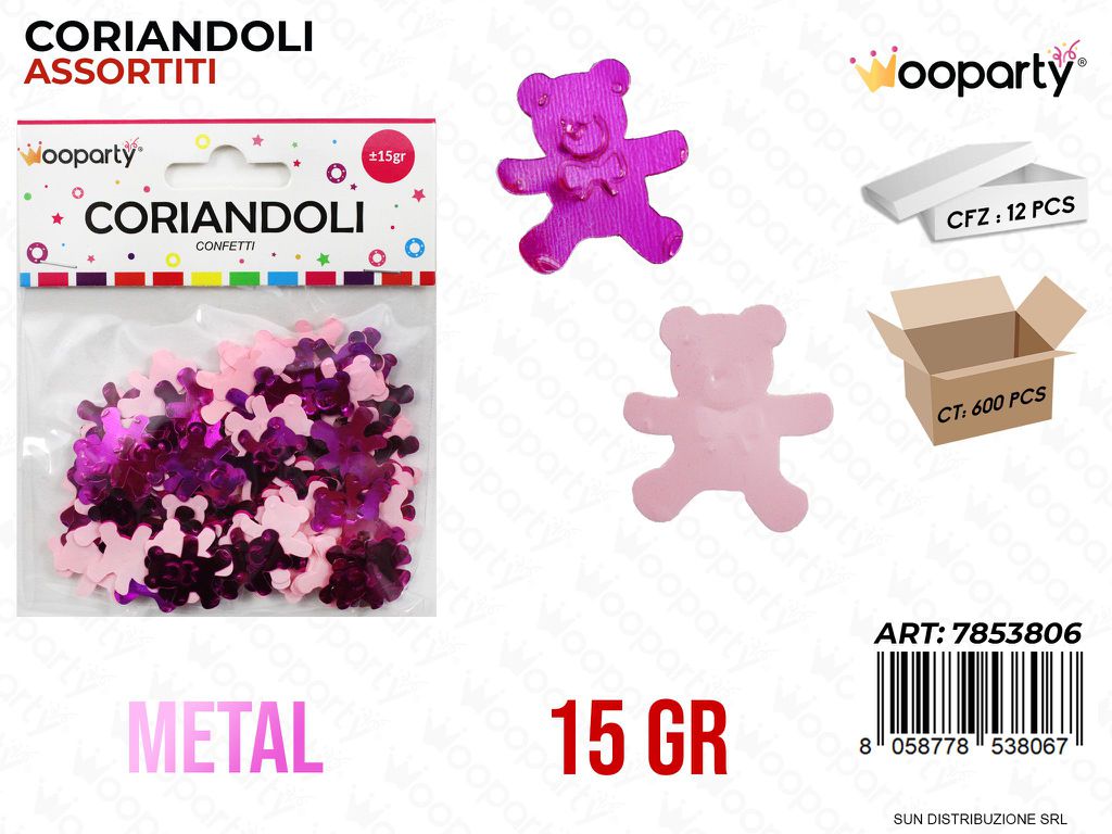 CORIANDOLI ORSETTO METAL ROSA 15GR /PZ DA 12**