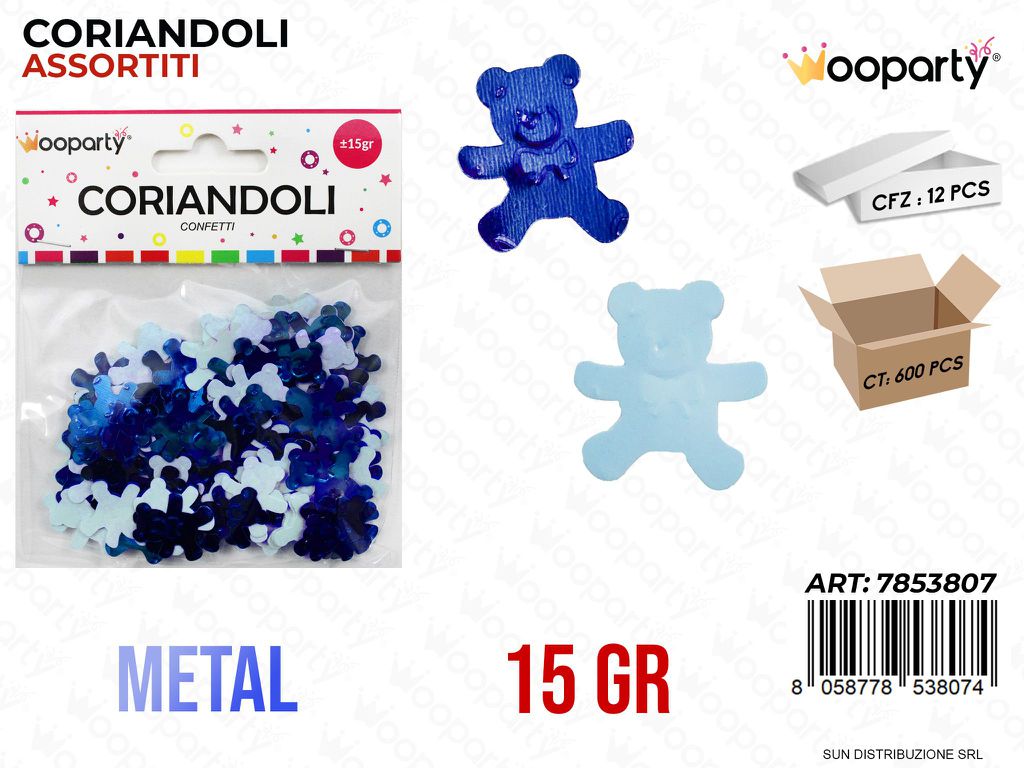 CORIANDOLI ORSETTO METAL CEL. 15GR /PZ DA 12**
