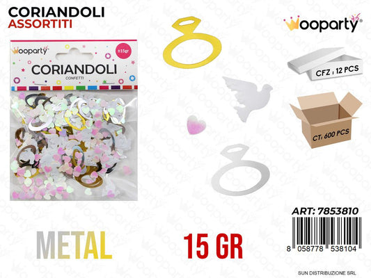 CORIANDOLI MATRIMONIO METAL  ASS. 15GR /PZ DA 12**
