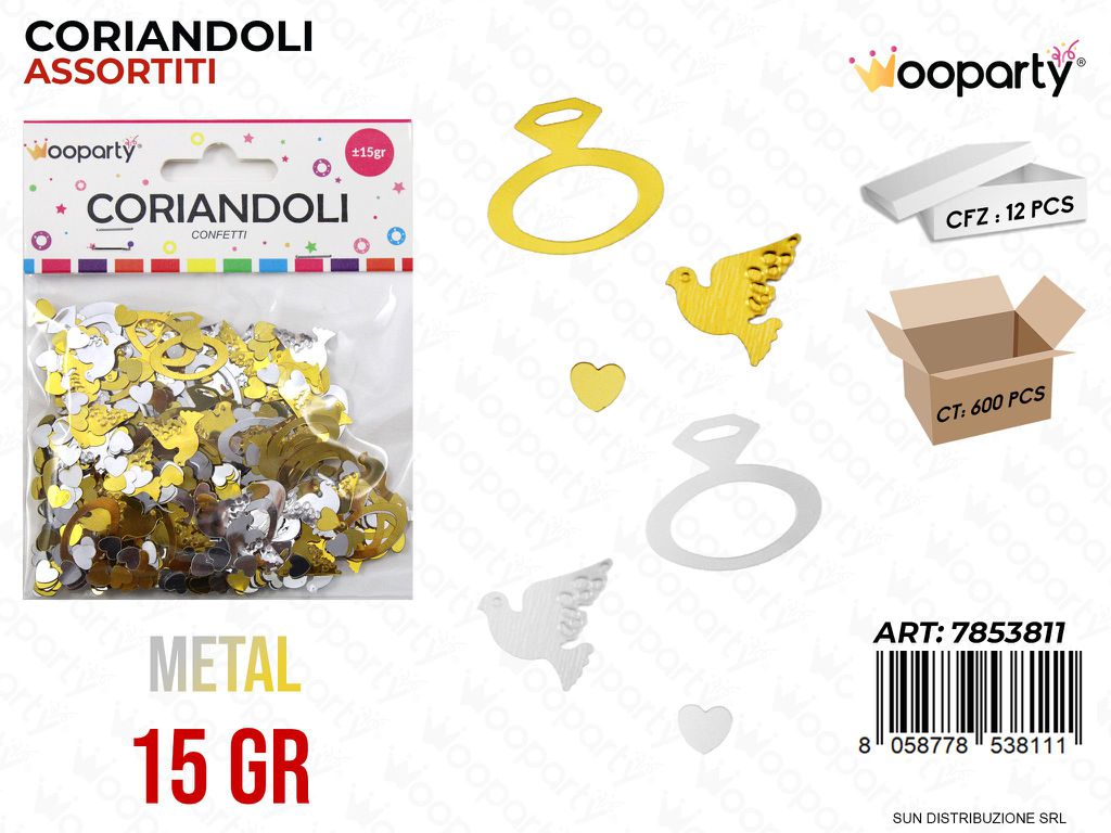 CORIANDOLI MATRIMONIO METAL  ASS. 15GR /PZ DA 12**
