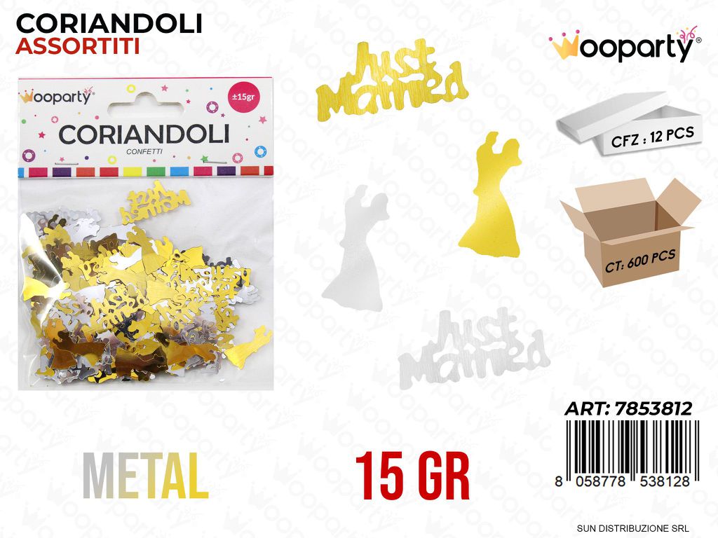 CORIANDOLI MATRIMONIO METAL  ASS. 15GR /PZ DA 12**