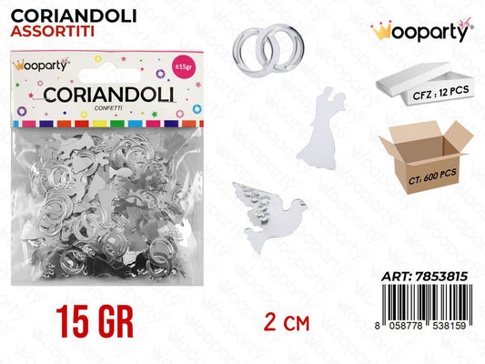 CORIANDOLI MATRIMONIO METAL ASS. 15GR /PZ DA 12**