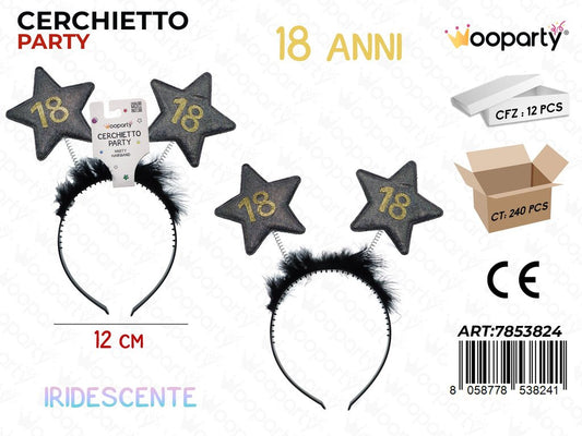 CERCHIETTO 18ANNI IRIDESC. 12CM