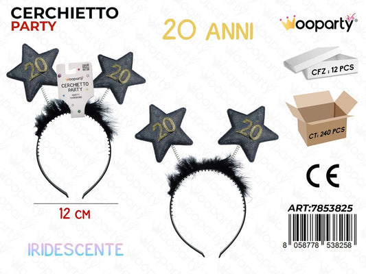 CERCHIETTO 20ANNI IRIDESC. 12CM