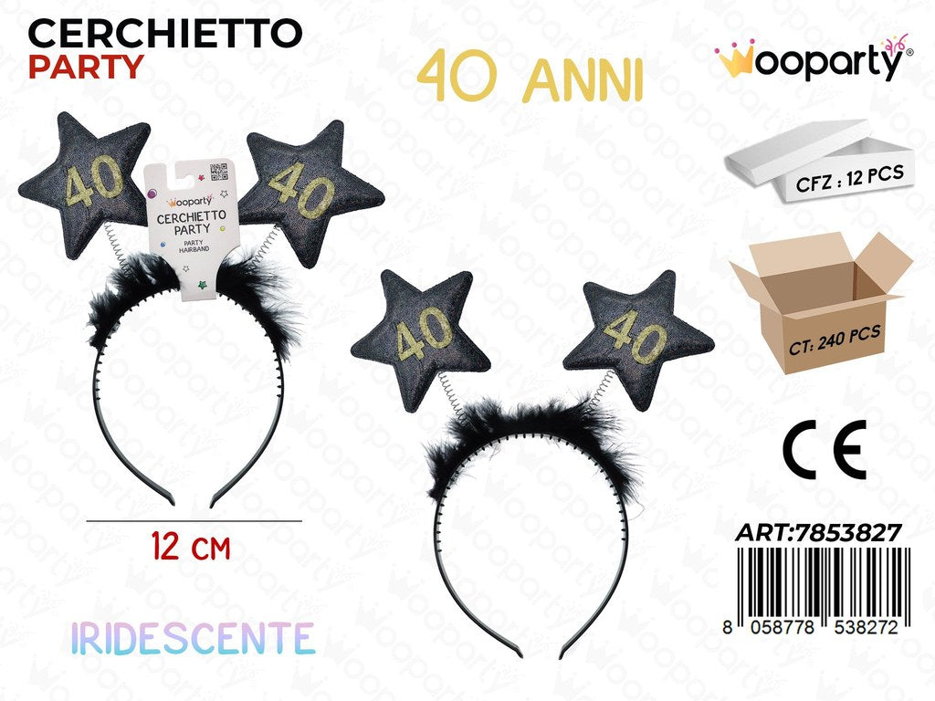 CERCHIETTO 40ANNI IRIDESC. 12CM