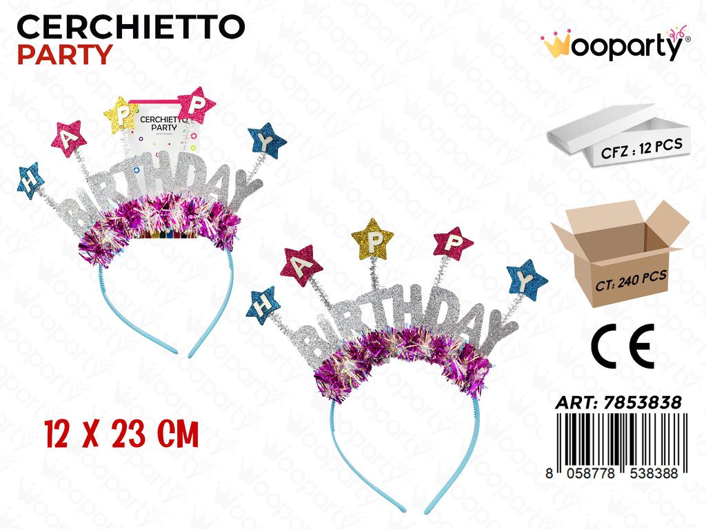 CERCHIETTO PARTY H. BIRTHDAY 12*24CM /PZ DA 12**