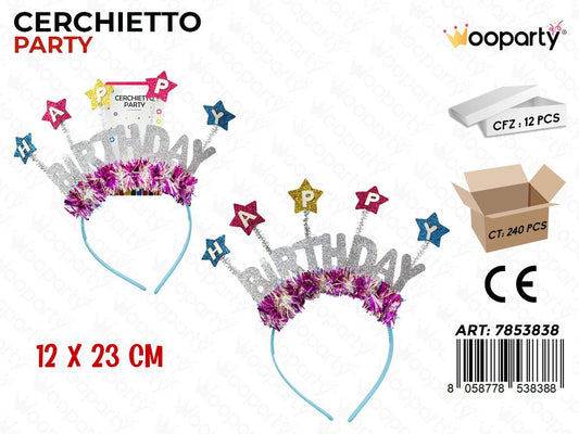 CERCHIETTO PARTY H. BIRTHDAY 12*24CM /PZ DA 12**