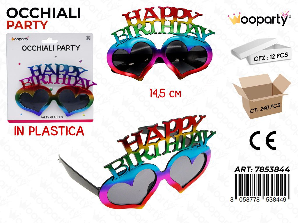 OCCHIALI PARTY H. BIRTH. 14.5CM/ PZ DA 12**