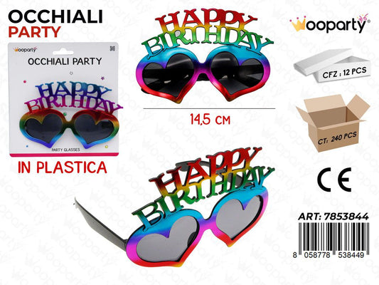 OCCHIALI PARTY H. BIRTH. 14.5CM/ PZ DA 12**