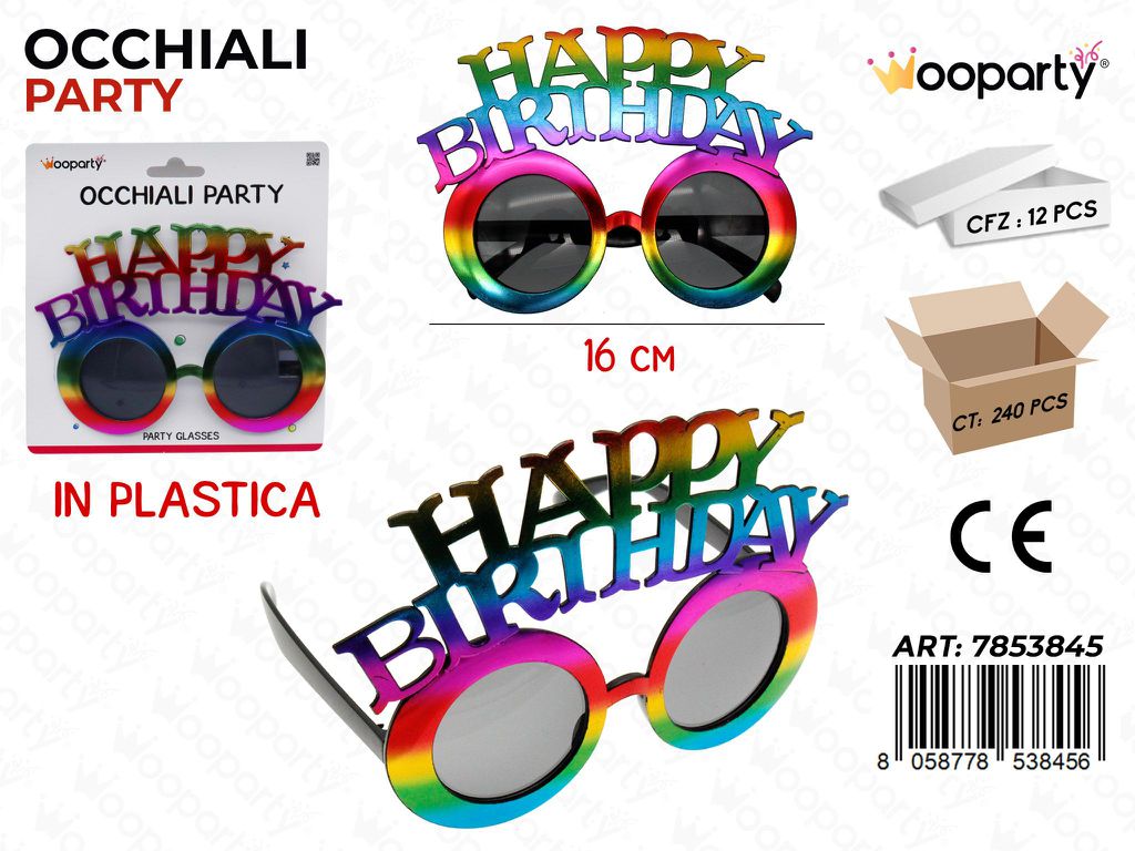 OCCHIALI PARTY H. BIRTH. 16CM /PZ DA 12**