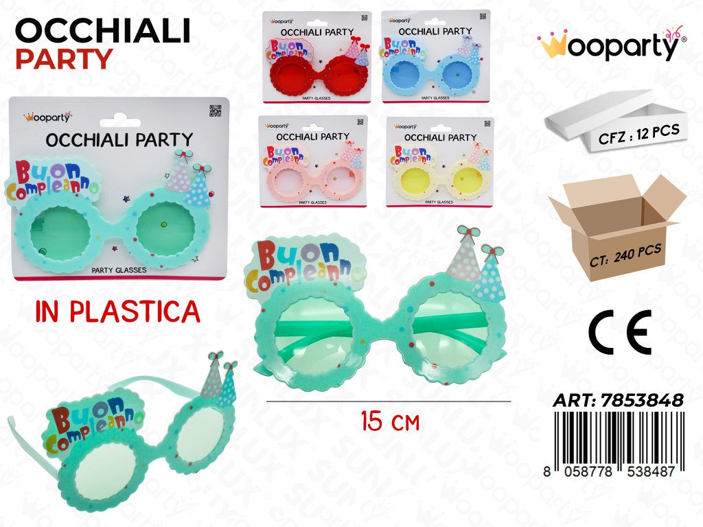 OCCHIALI PARTY B. COMPL. 15CM /PZ DA 12**