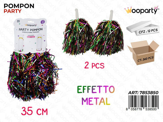 POMPON PARTY MULTICOLOR METAL 35CM / PZ DA 12**
