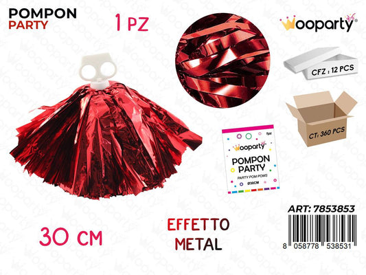 POMPON PARTY ROSSO METAL 30CM / PZ DA 12**