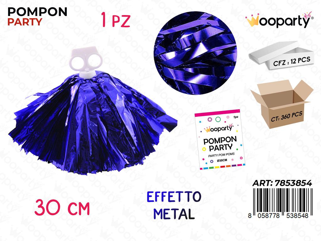 POMPON PARTY BLU METAL 30CM / PZ DA 12**
