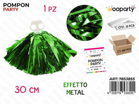POMPON PARTY VERDE METAL 30CM / PZ DA 12**