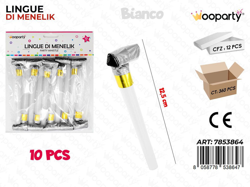 LINGUE DI MENELIK BIANCO 10PCS 12.5CM /PZ DA 12**