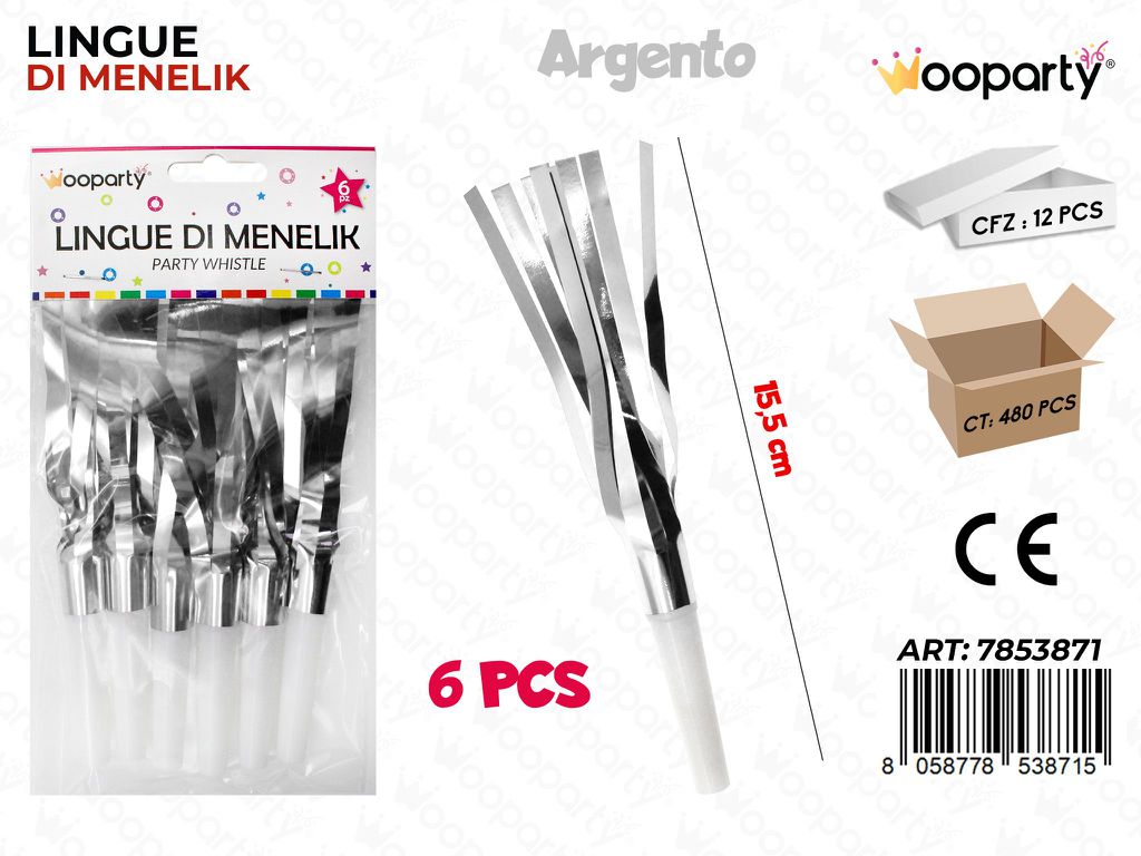 LINGUE DI MENELIK ARG. METAL 6PCS 15.5CM /PZ DA 12**