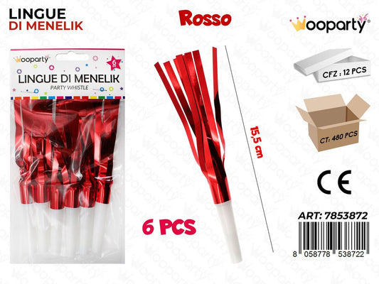 LINGUE DI MENELIK ROSSO METAL 6PCS 15.5CM /PZ DA 12**