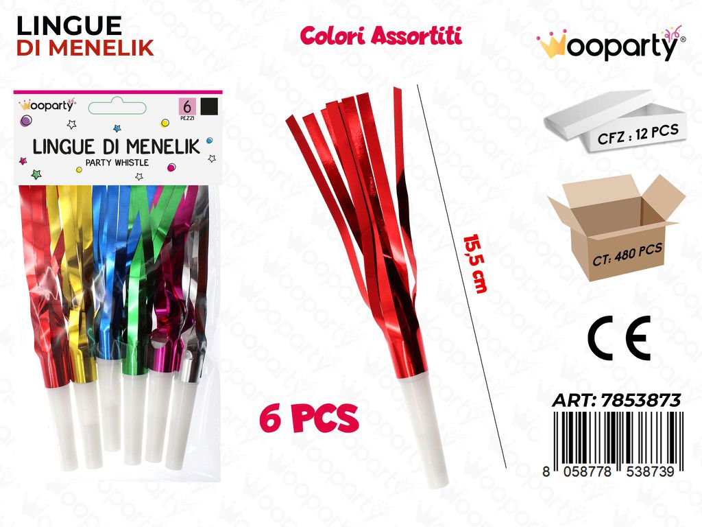 LINGUE DI MENELIK MULTICOLOR 6PCS 15.5CM /PZ DA 12**