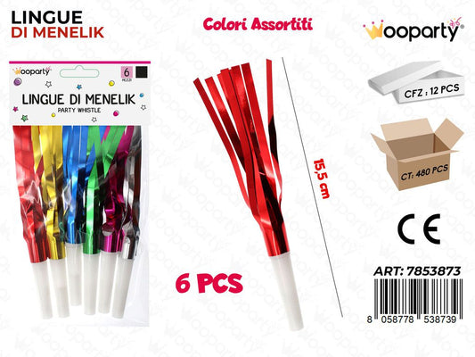 LINGUE DI MENELIK MULTICOLOR 6PCS 15.5CM /PZ DA 12**