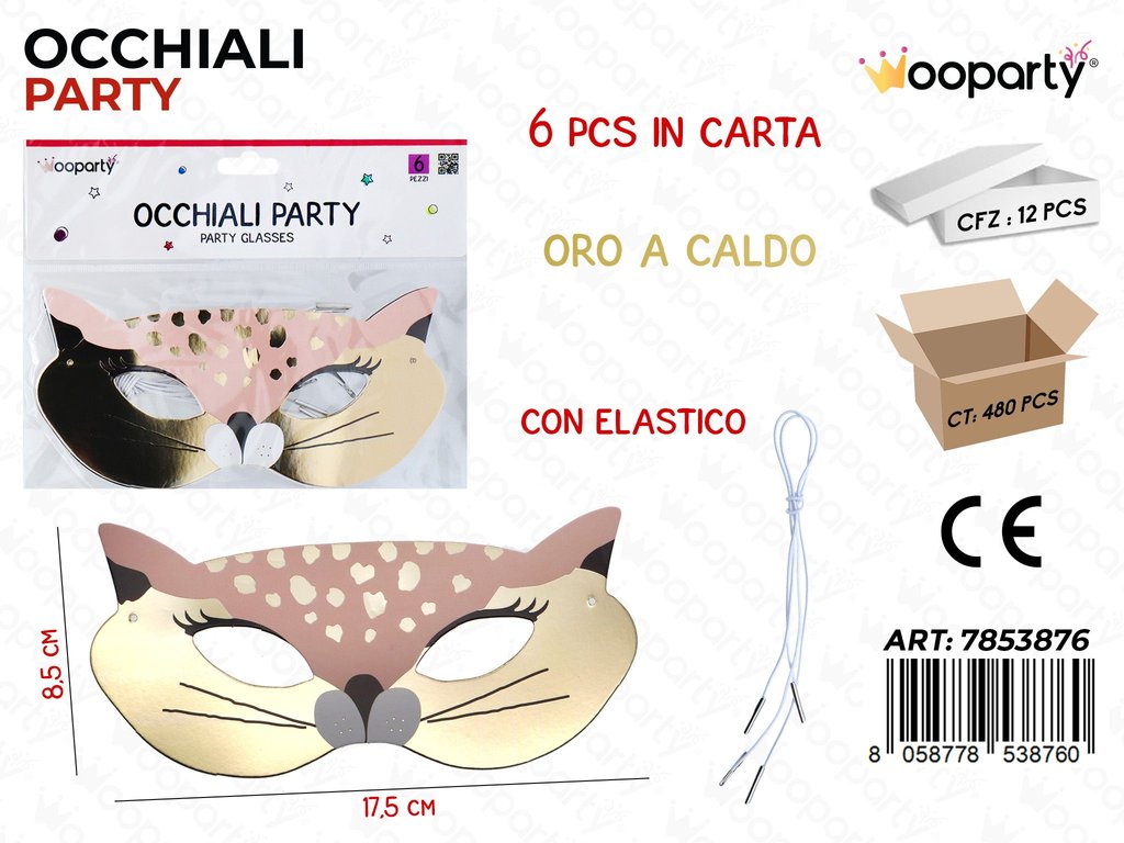 OCCHIALI PARTY IN CARTA 6PCS 17.5CM