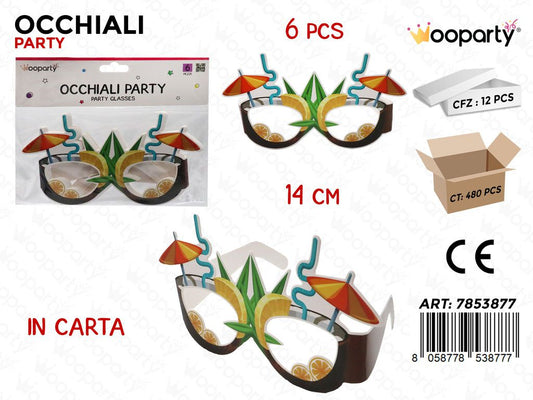 OCCHIALI PARTY IN CARTA 6PCS 14CM