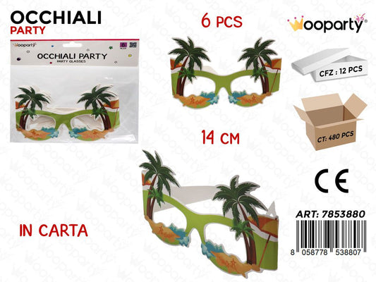OCCHIALI PARTY IN CARTA  6PCS 14CM