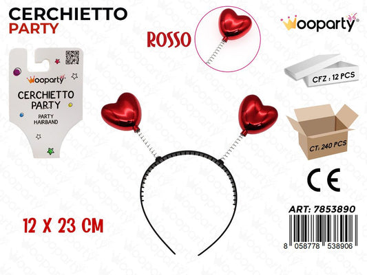 CERCHIETTO PARTY ROSSO METAL 12*23CM /PZ DA 12**