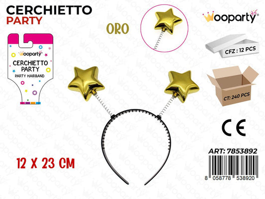 CERCHIETTO PARTY ORO METAL 12*23CM /PZ DA 12**
