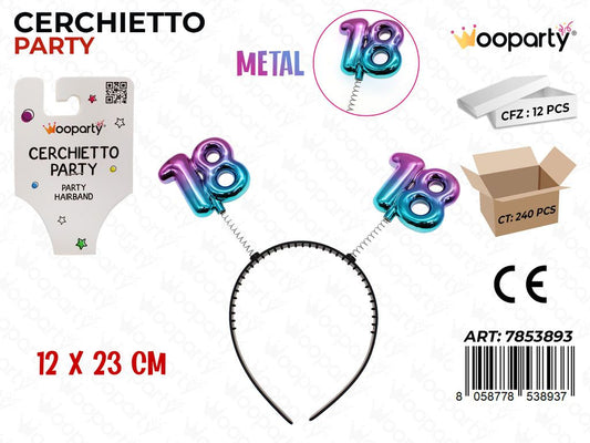 CERCHIETTO PARTY 18 METAL 12*23CM /PZ DA 12**