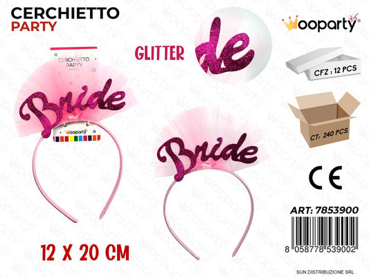 CERCHIETTO PARTY BRIDE GLITTER 12*20CM /PZ DA 12**