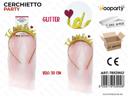 CERCHIETTO PARTY TEAM BRIDE GLITTER 30CM /PZ DA 12**