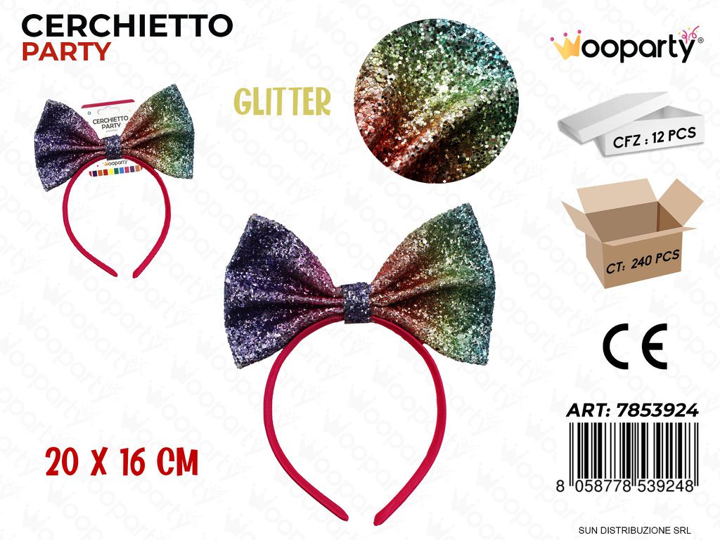 CERCHIETTO PARTY GLITTER 20*16CM /PZ DA 12**