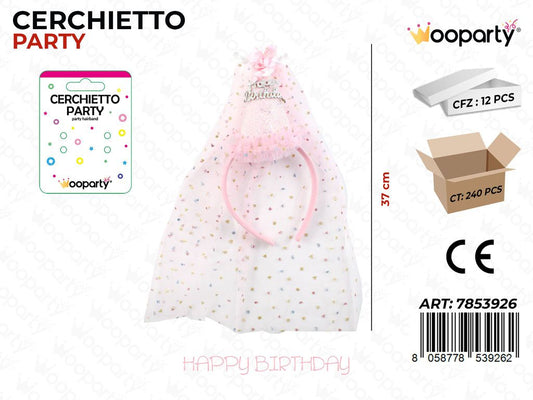 CERCHIETTO PARTY HAPPY BIRTHDAY 37CM / PZ DA 12**