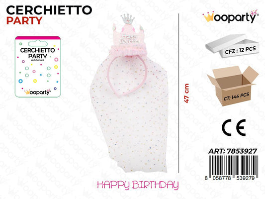 CERCHIETTO PARTY HAPPY BIRTHDAY 47CM / PZ DA 12**