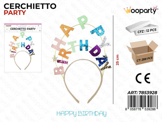 CERCHIETTO PARTY HAPPY BIRTHDAY 25CM / PZ DA 12**