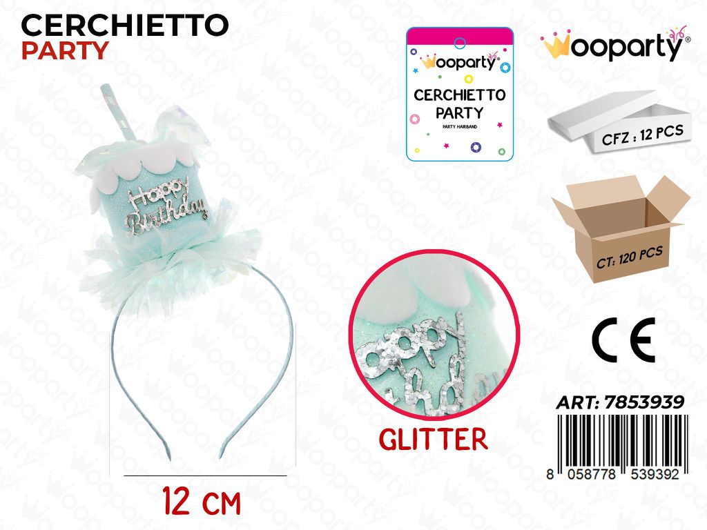 CERCHIETTO H. BIRTH. GLITTER 12CM /PZ DA 12**