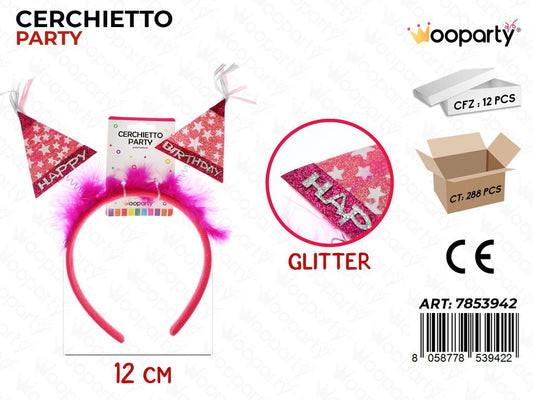 CERCHIETTO H. BIRTH. GLITTER 12CM /PZ DA 12**