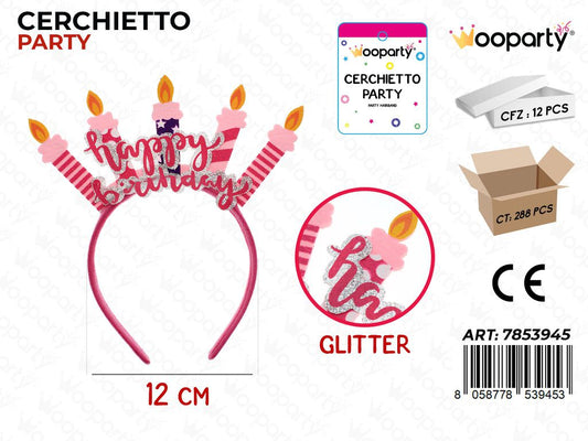 CERCHIETTO H. BIRTH. GLITTER 12CM /PZ DA 12**