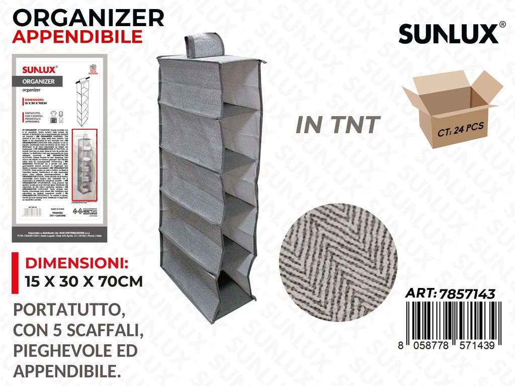 Sunlux Organizer Append. c/ 5PIANI 15*30*70CM / Pz da 6